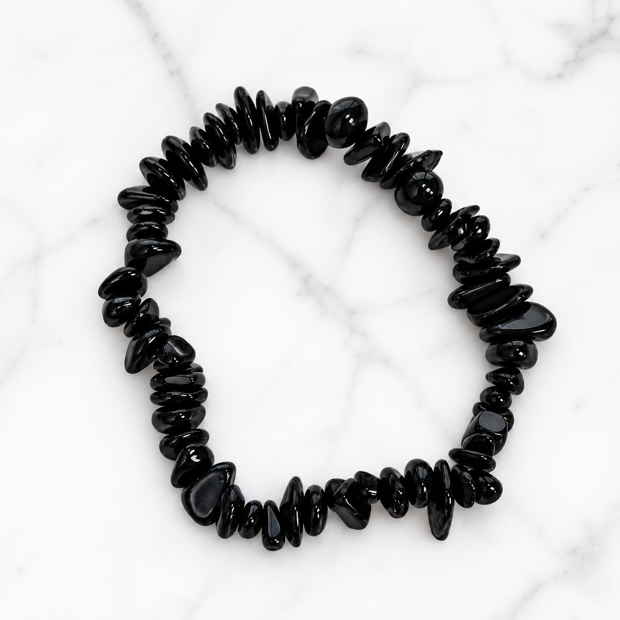 Pulseira de Turmalina Negra Natural (Chips)