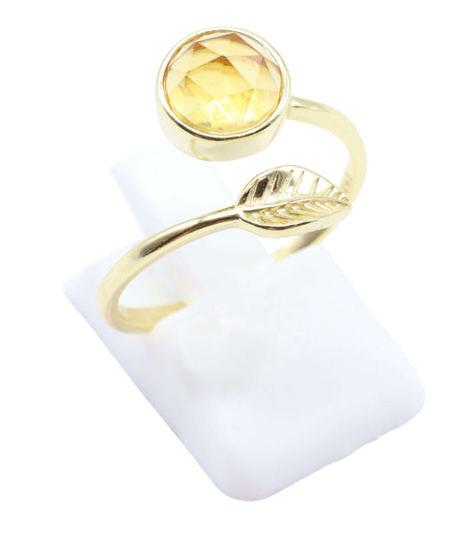 Anel Prata 925 Banhado a Ouro – Citrino