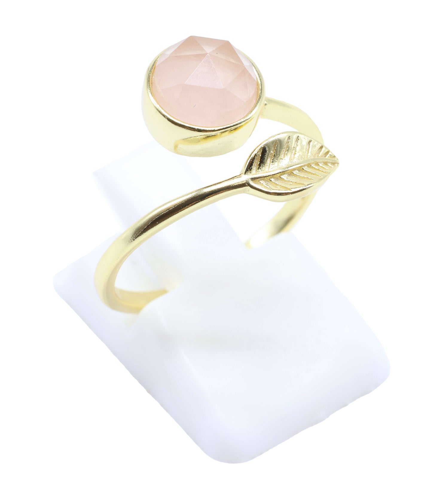 Anel Prata 925 Banhado a Ouro – Quartzo Rosa