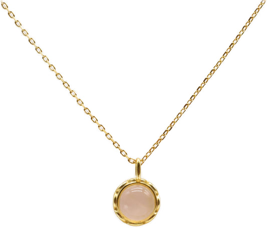 Colar Prata 925 Banhado a Ouro – Quartzo Rosa