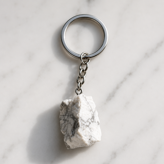 🖤 Porta-Chaves de Howlite Natural Bruta
