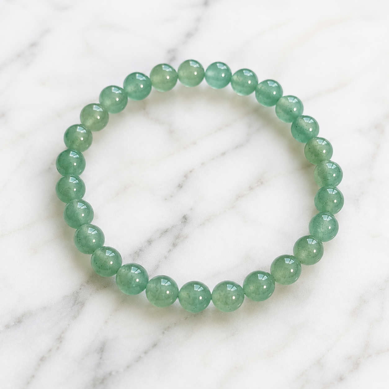 Pulseira de Aventurina Verde Natural 6 mm – Prosperidade, Equilíbrio e Bem-Estar