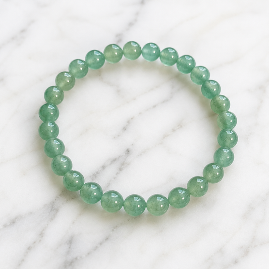 Pulseira de Aventurina Verde Natural 6 mm – Prosperidade, Equilíbrio e Bem-Estar