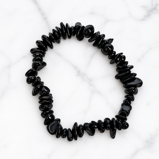 Pulseira de Turmalina Negra Natural (Chips)