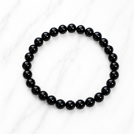 Pulseira de Turmalina Negra Natural 6 mm – Proteção e Equilíbrio