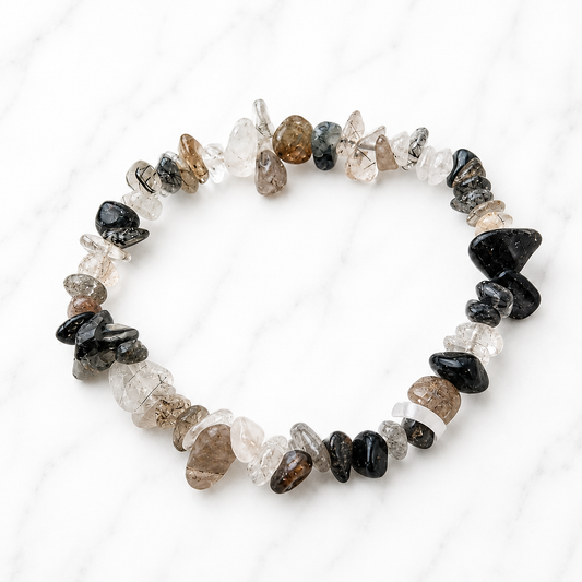 Pulseira Barroca de Quartzo com Turmalina Negra