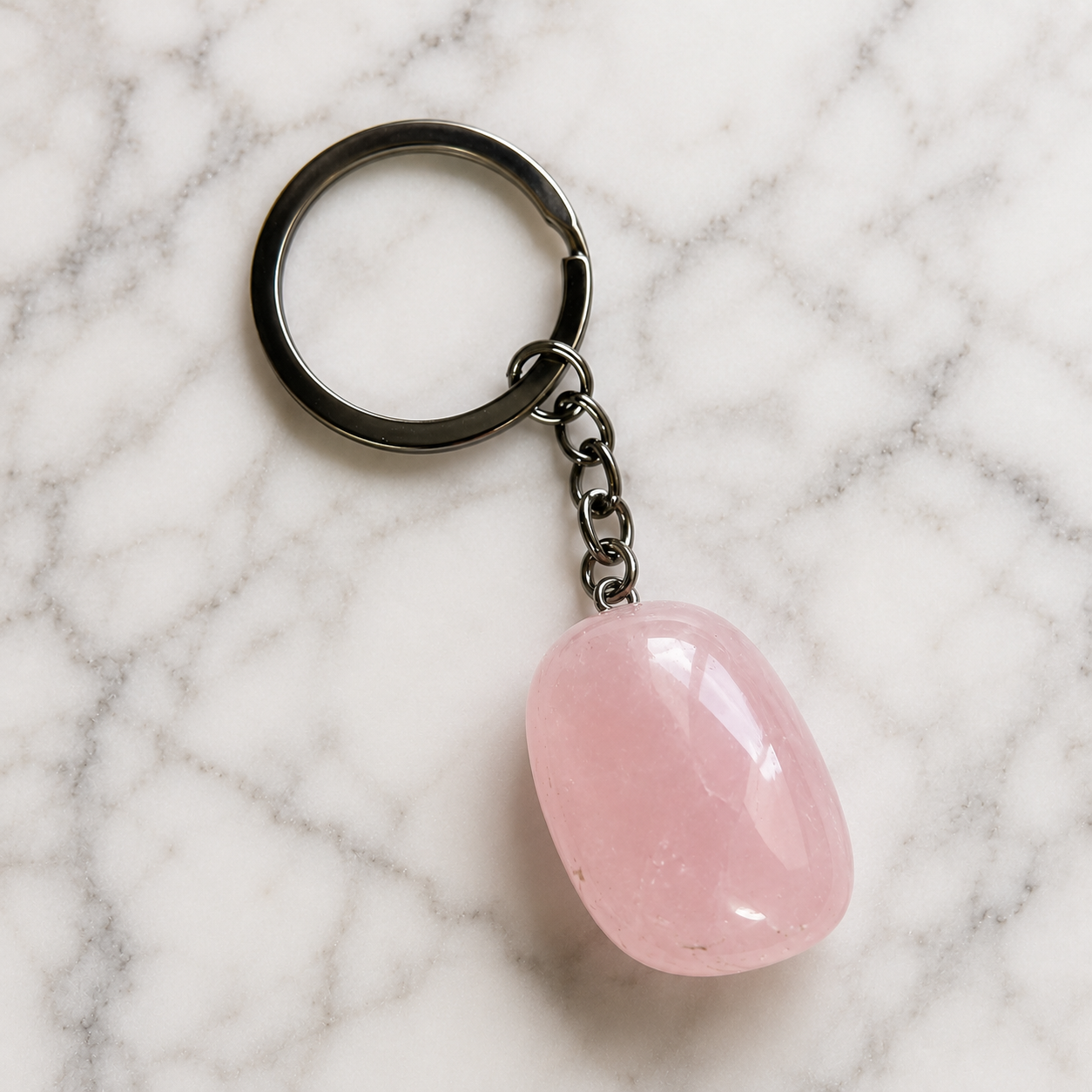 🦷 Porta-Chaves em Quartzo Rosa Natural