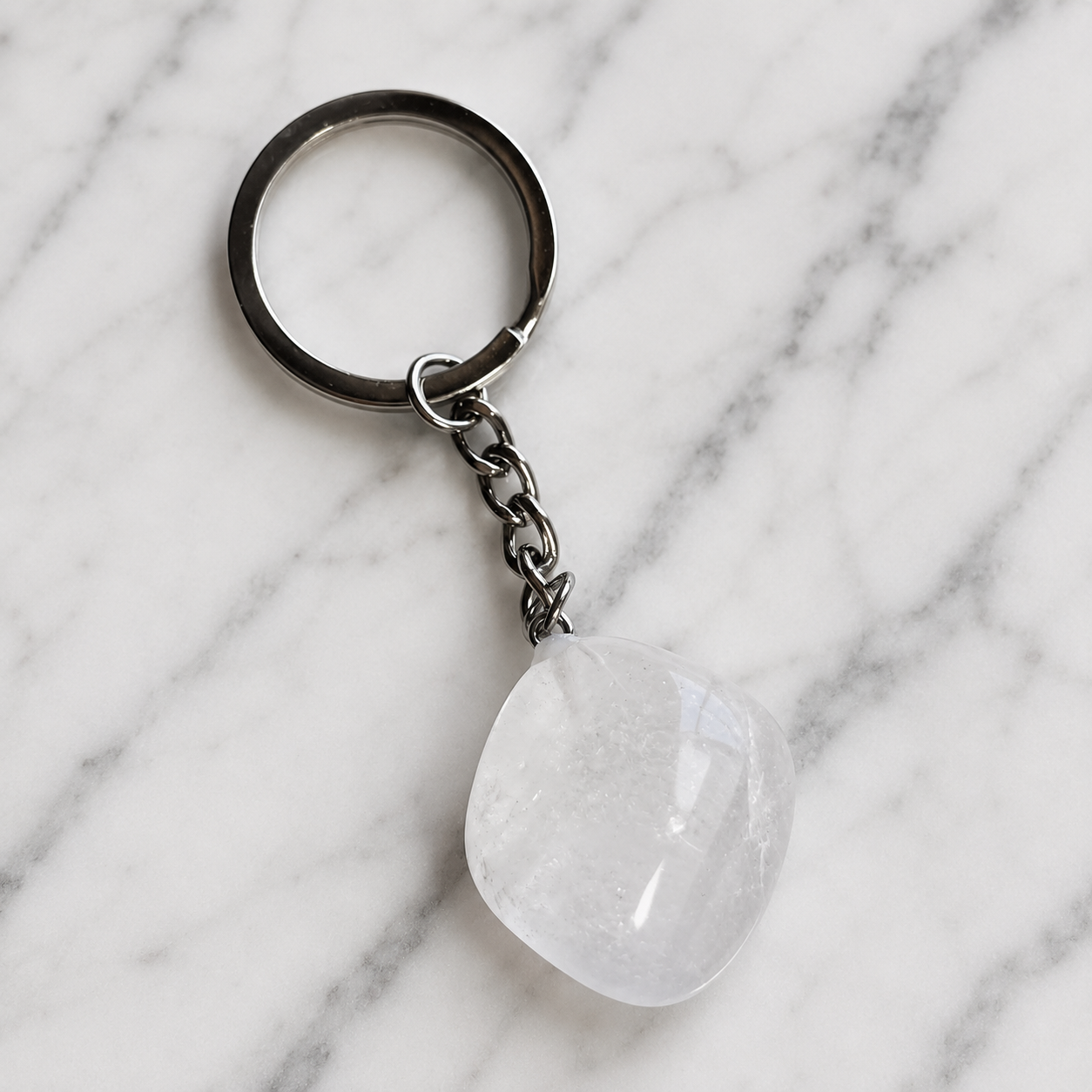 🧔 Porta-Chaves em Quartzo Branco Natural