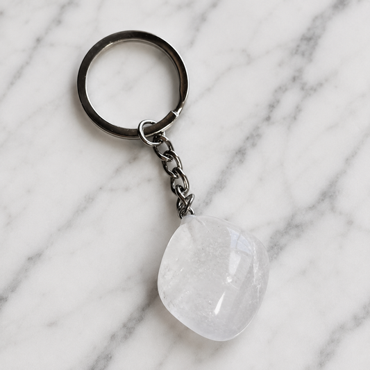 🧔 Porta-Chaves em Quartzo Branco Natural